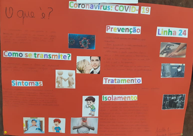 Cartaz informativo feito pelos formandos sobre a pandemia e o coronavírus