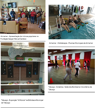Clientes da A2000 em atividades musicais e de exercício físico, como ginástica e piscina