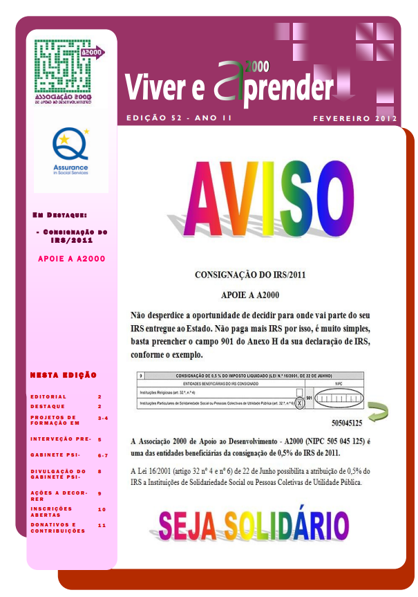 Capa Newsletter Fevereiro 2012